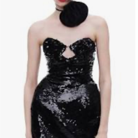 Magda Butrym for H & M size XS Black Sequin Bodycon Cocktail Dress - Picture 1 of 4
